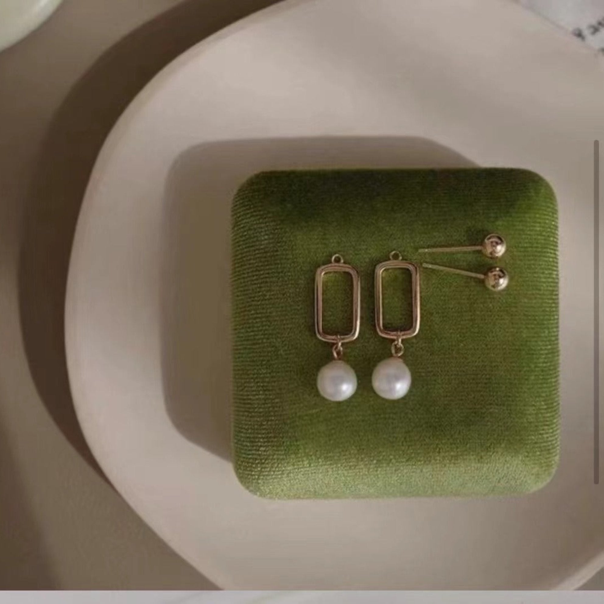 Golden Harmony Pearl Drop Earrings