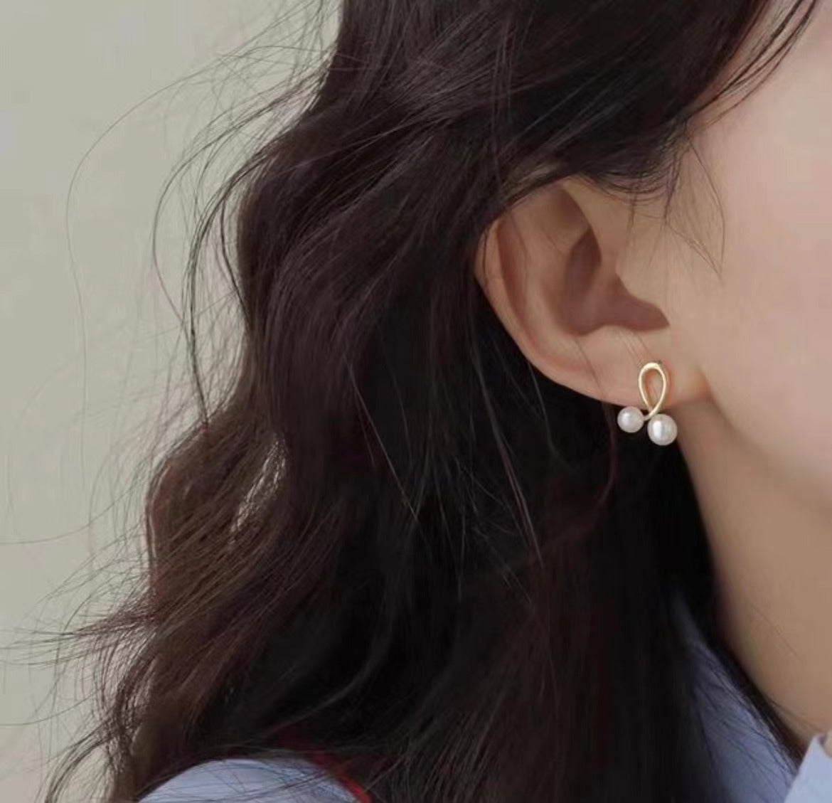 Double Pearl Infinity Earrings