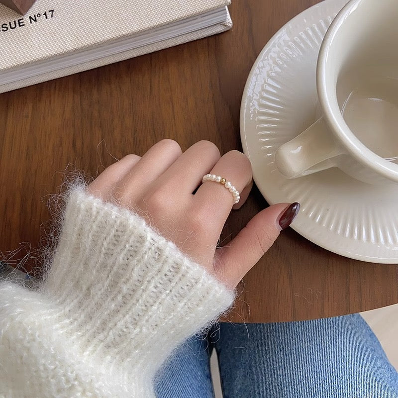 Baby Pearl Ring with 18k Gold