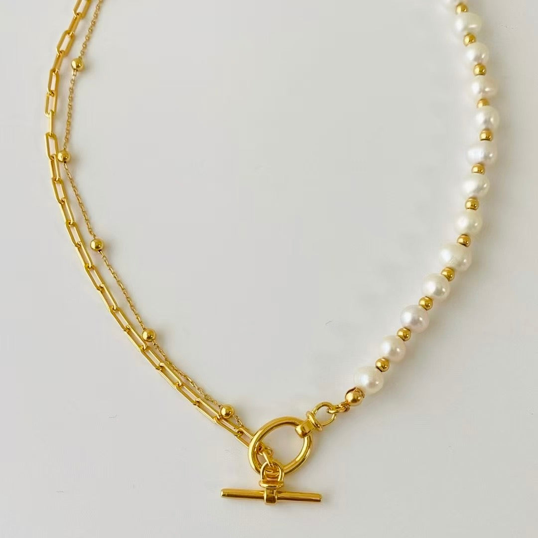 Freshwater Pearl OT Clasp Necklace – Gold Vermeil on Sterling Silver