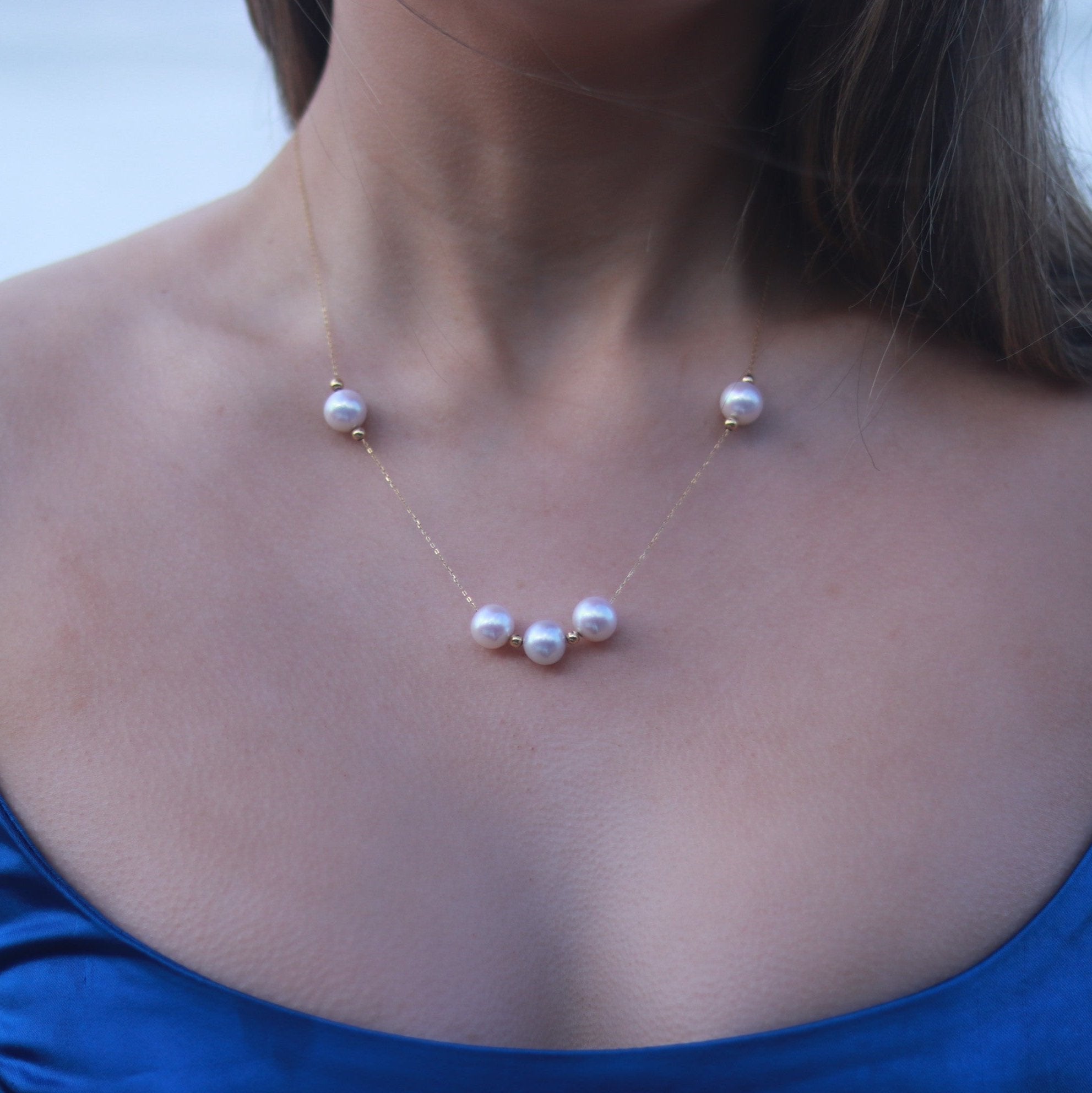 Five-Pearl Necklace with Different Wearing Styles