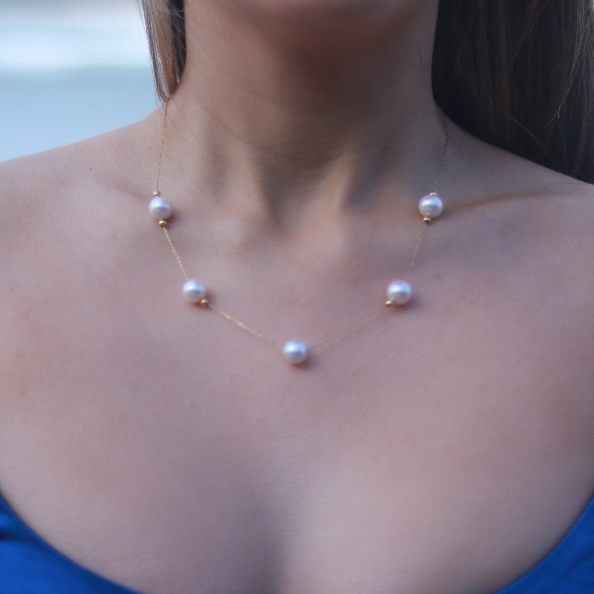 Five-Pearl Necklace with Different Wearing Styles
