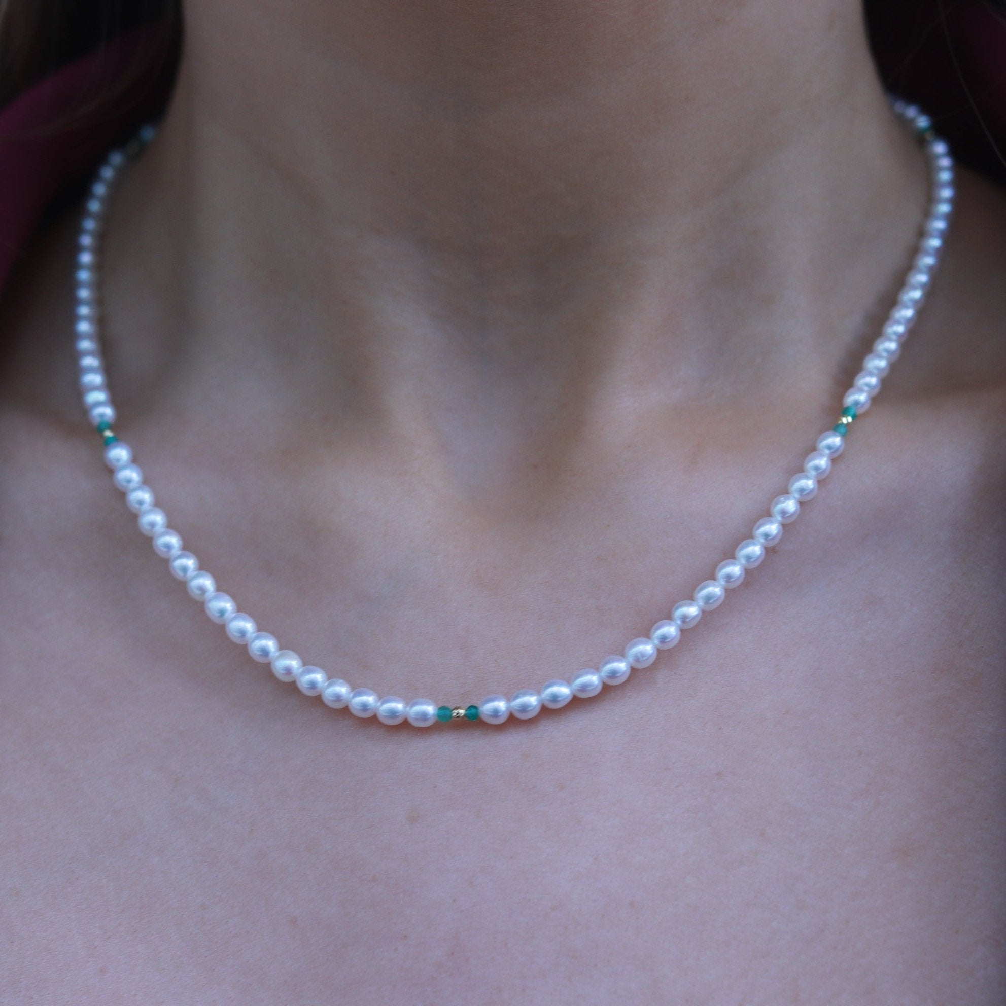 Keshi Strand with Natural Gemstone