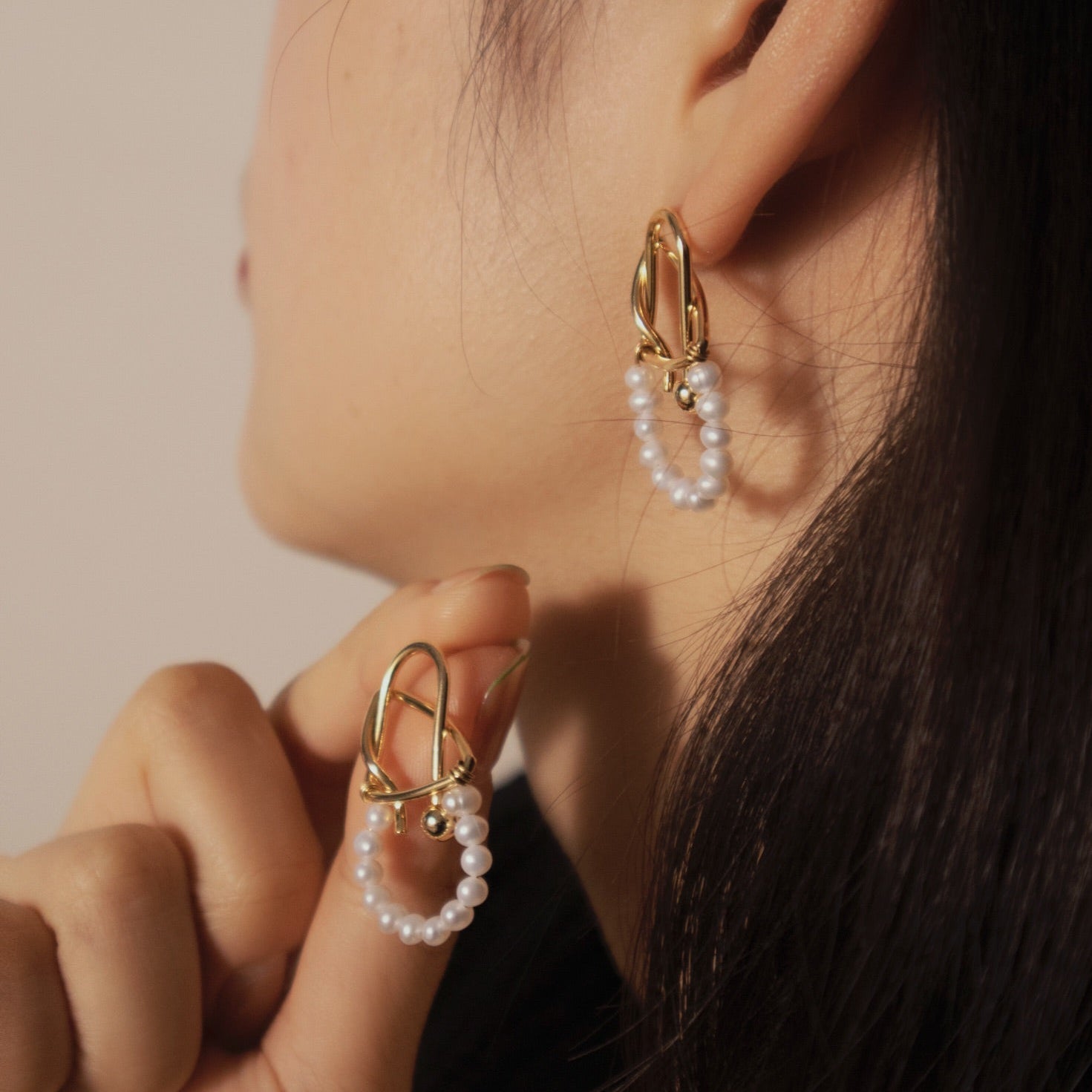 Modern Arc Baby Pearl Earrings