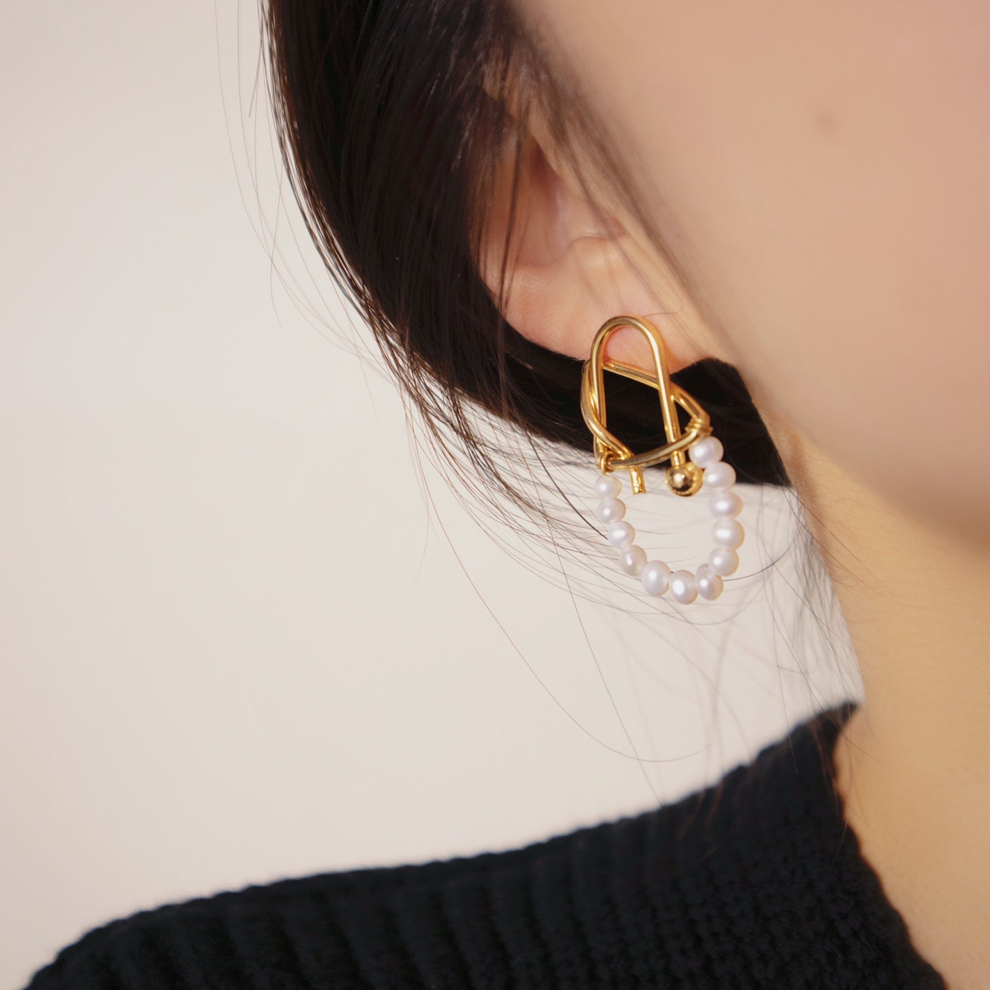 Modern Arc Baby Pearl Earrings