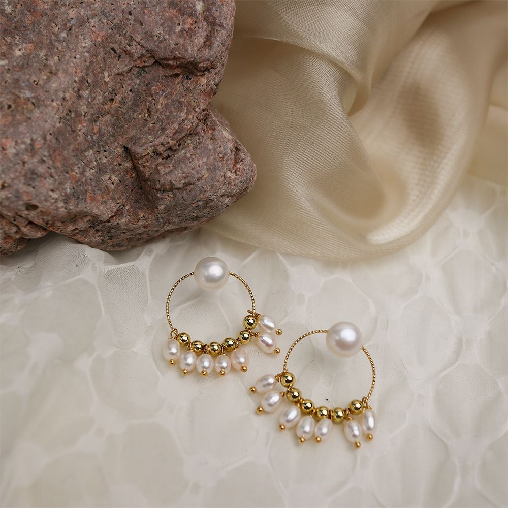 Aurora Petite Pearl Hoop Set — Necklace & Earrings