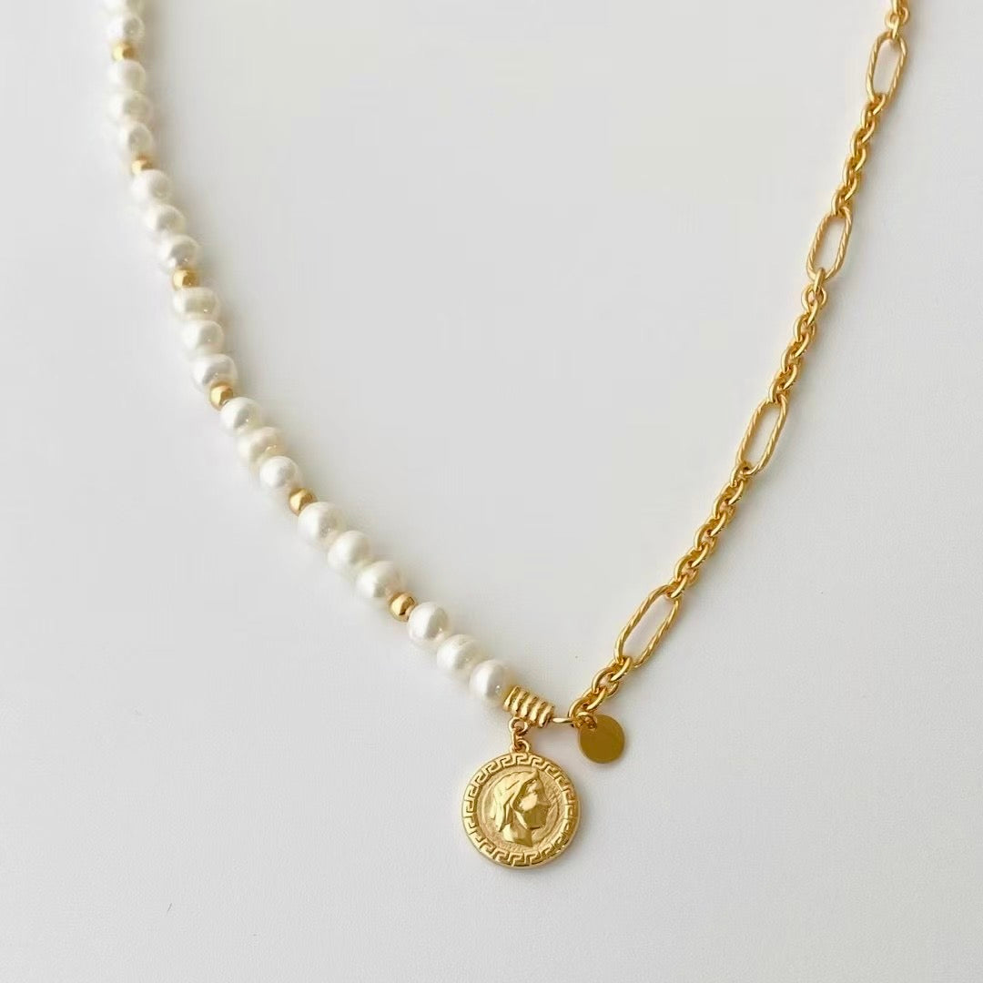 Ancient Coin Pearl Necklace