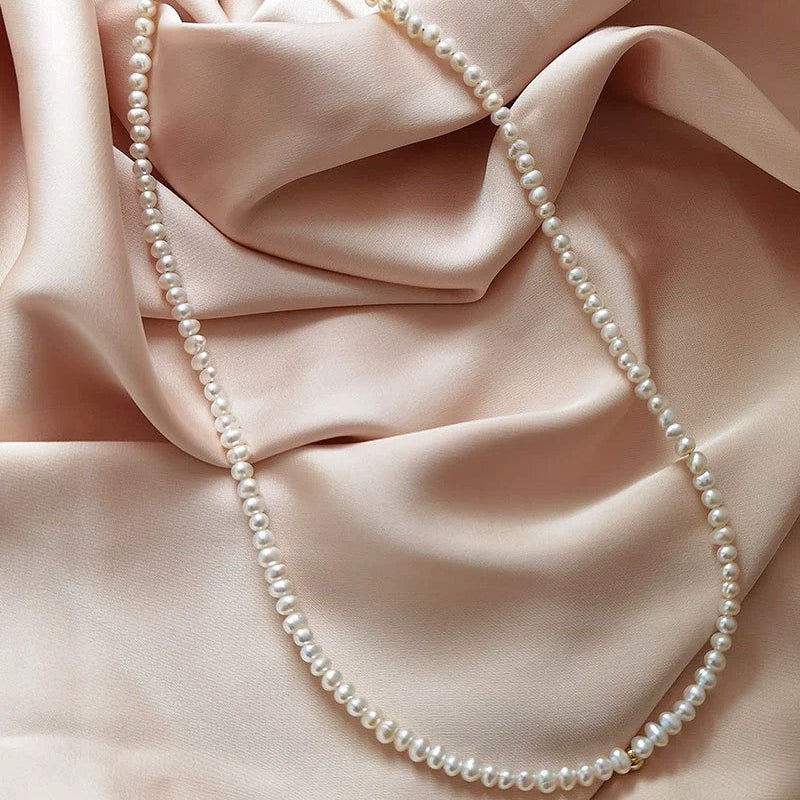 Classic Freshwater Pearl Necklace — Delicate 3–4mm Pearls