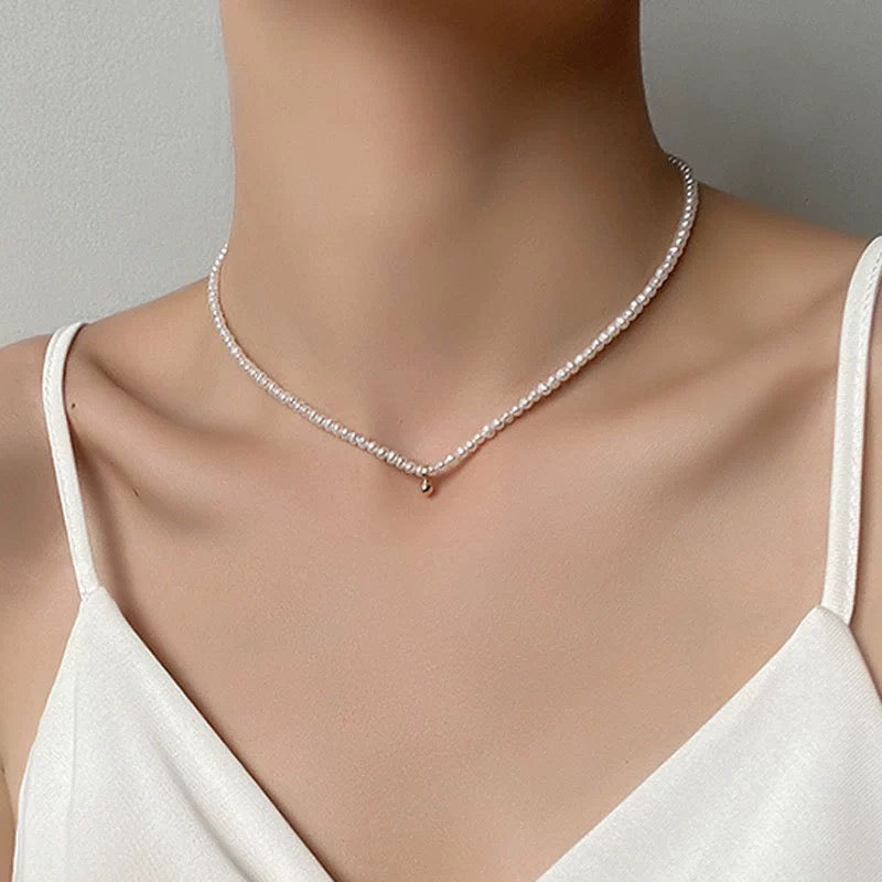 2 in 1 - Gold Alphabet Initial with Mini Pearl Necklace