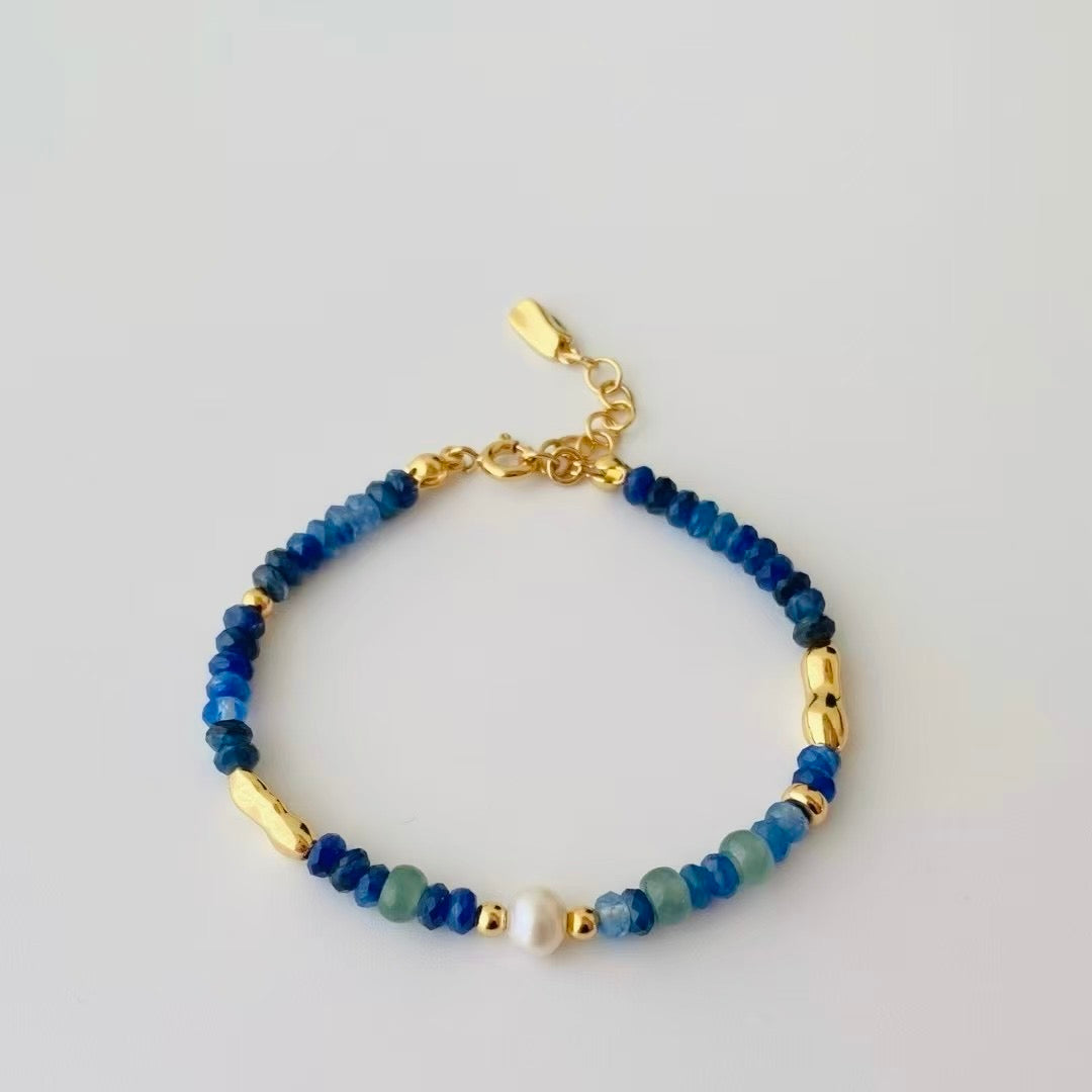 Blue Semi-Precious Stone & Pearl Bracelet