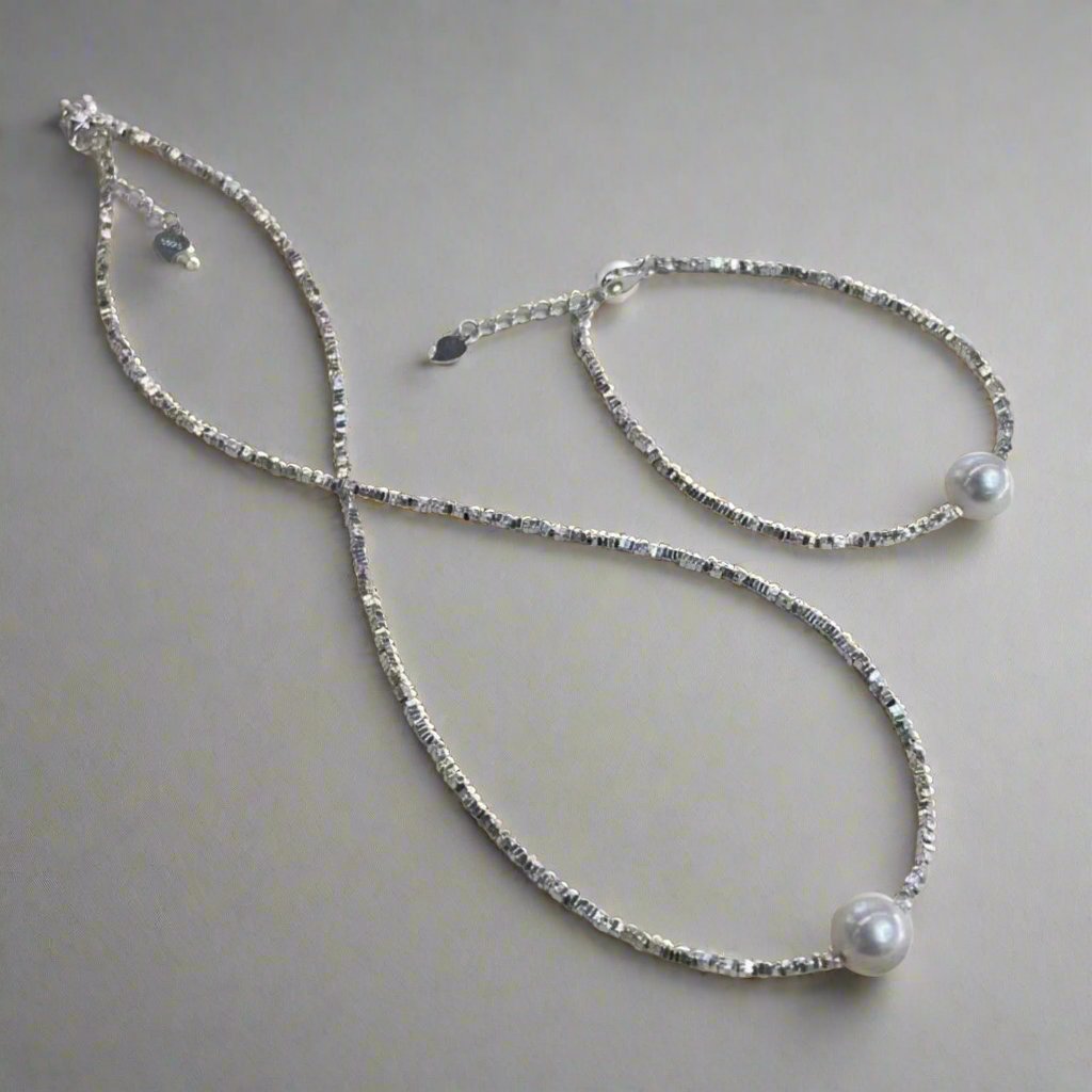 Moonlit Grace Silver Freshwater Pearl Set