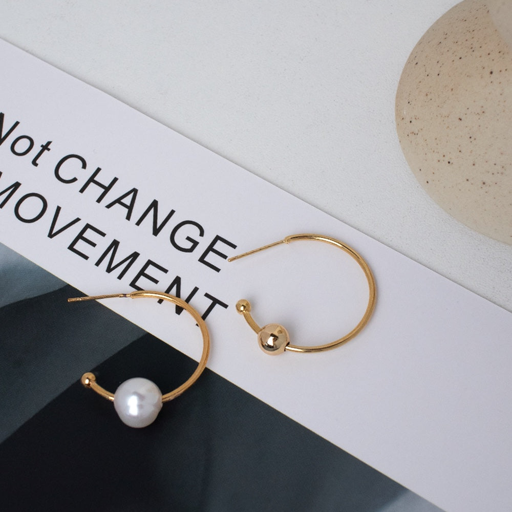 Freshwater Pearl Minimalist Hoop Earrings