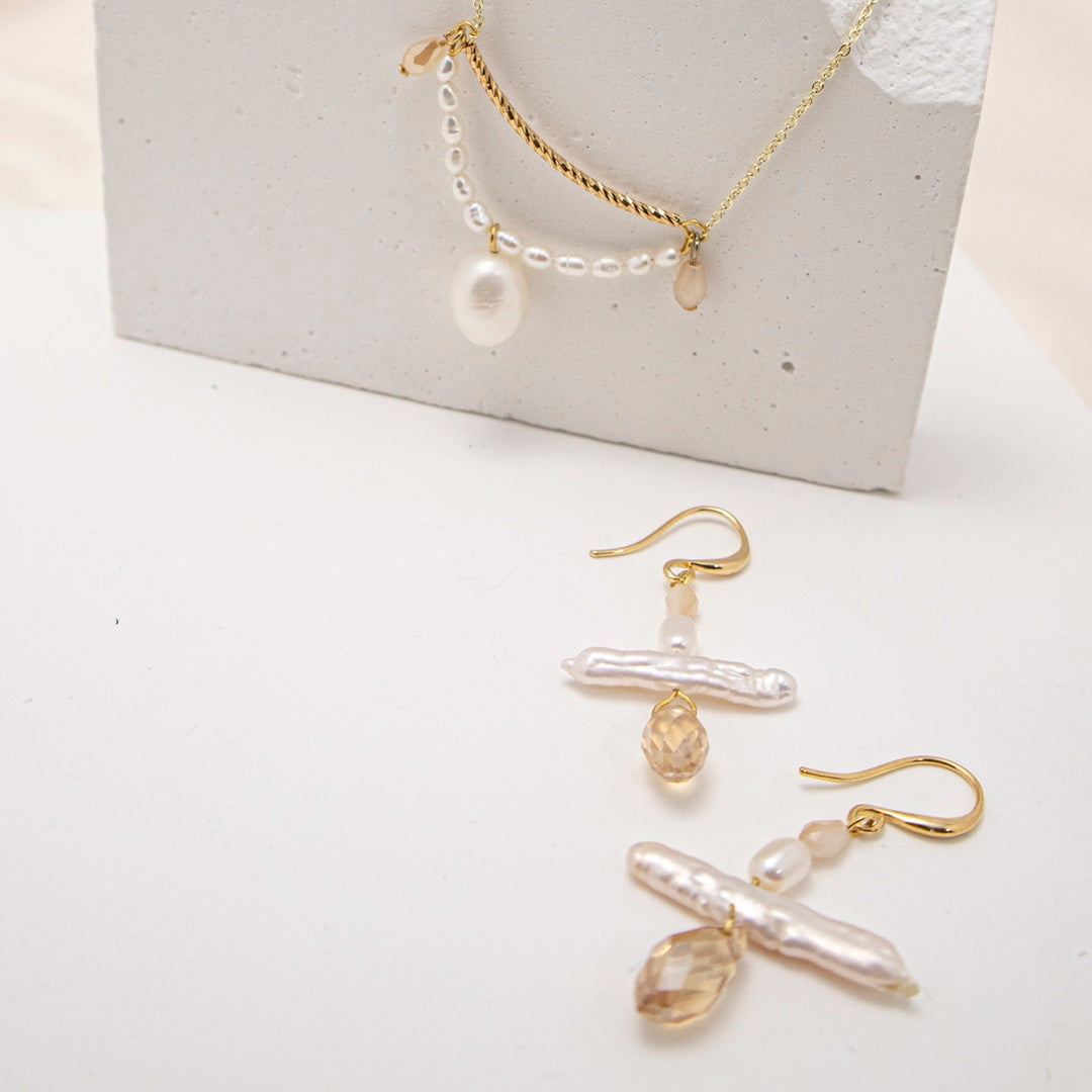 Ophelia Champagne Glow Set — Necklace & Earrings