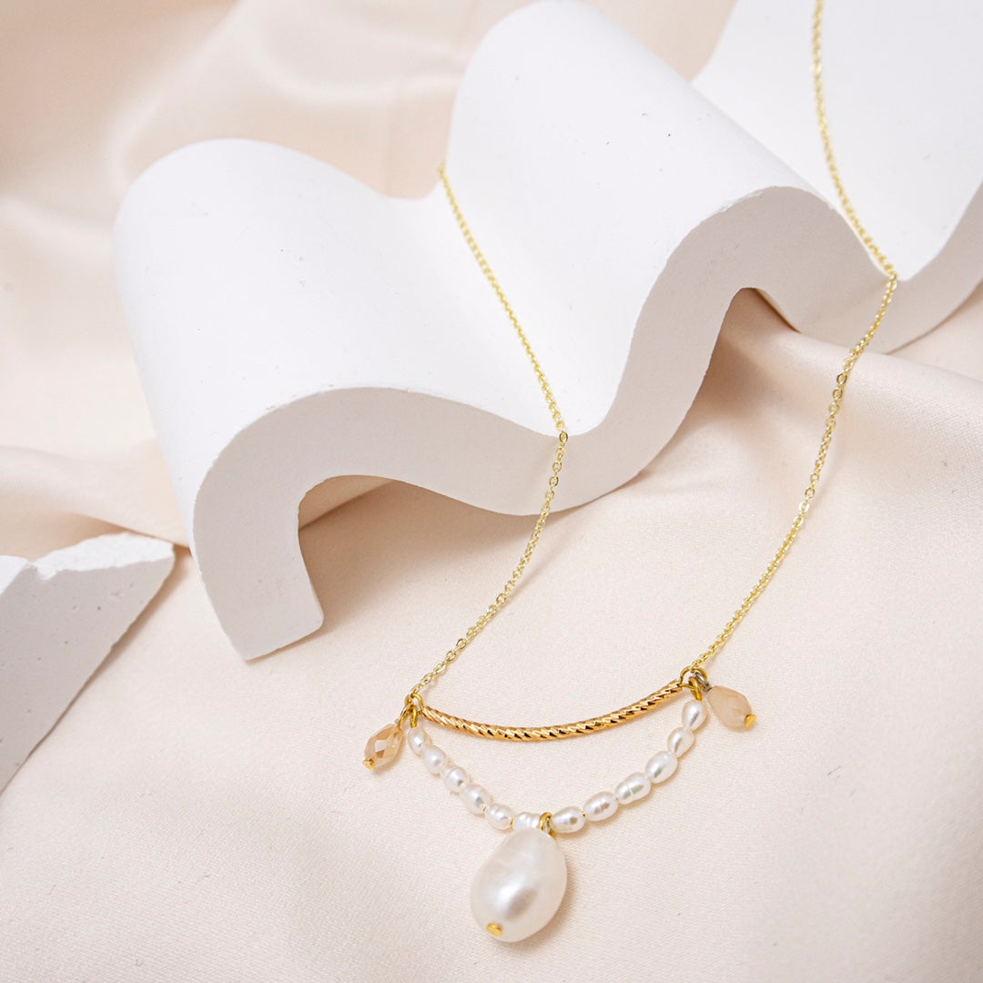 Ophelia Champagne Glow Set — Necklace & Earrings